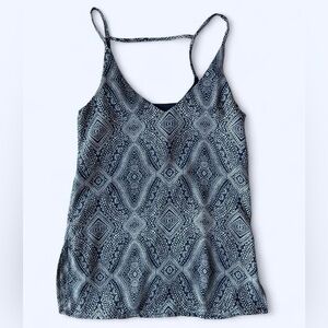 H&M Womens Blue White Geometric Print Diamond Shape Pattern Boho Tank Top